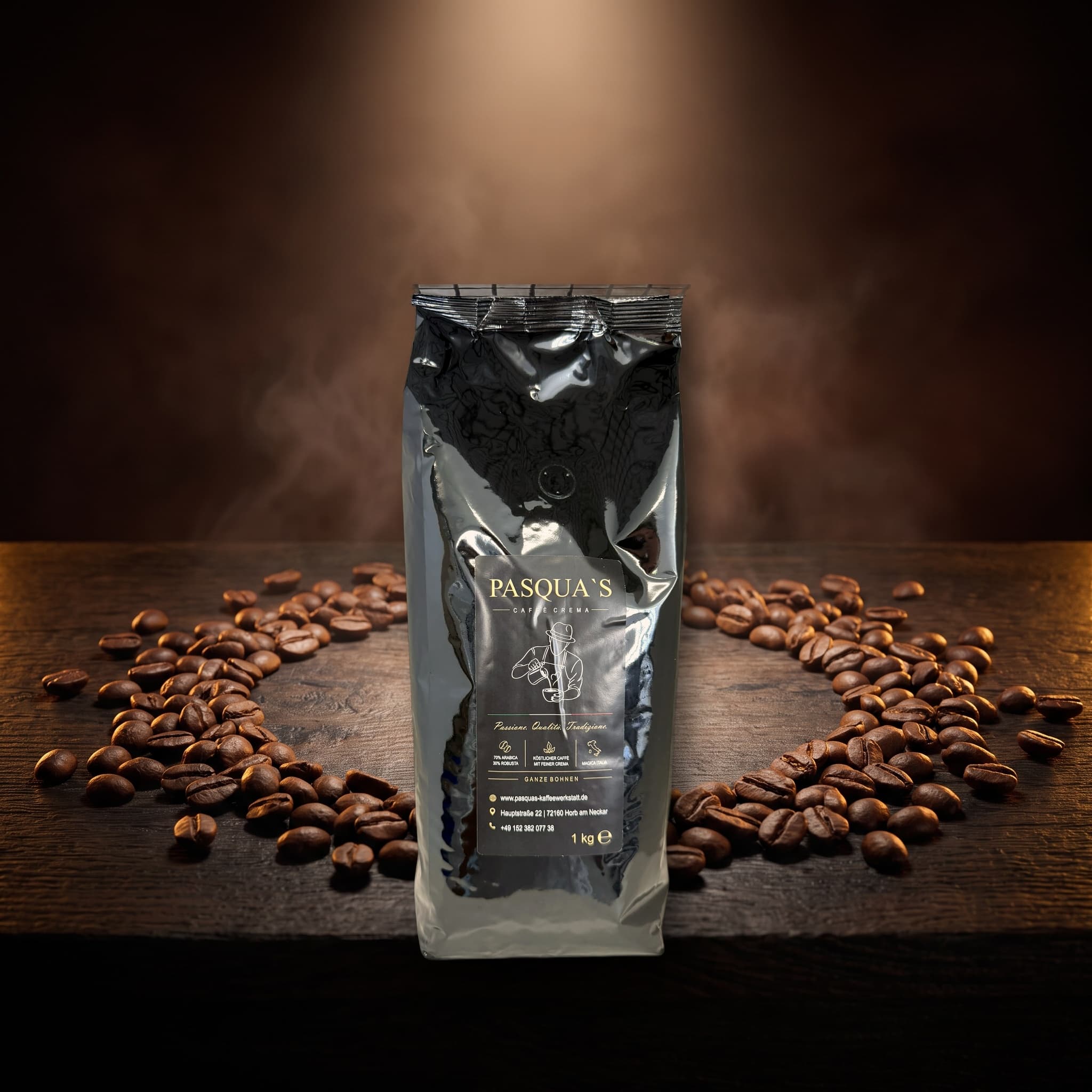 Pasqua's Caffè Crema, ganze Bohnen, 1 kg – Stimmungsbild